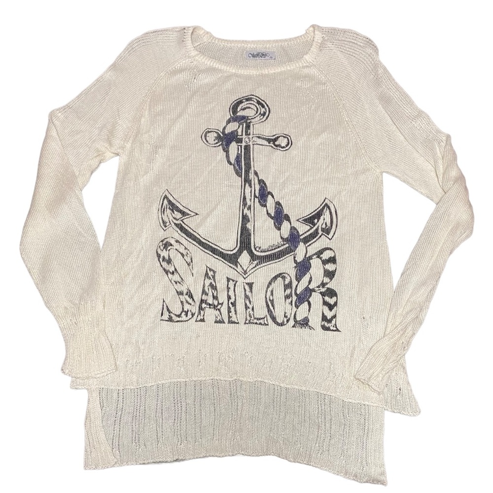NWOT Lauren Moshi Sailor (with Anchor) Cream Knit Sweater